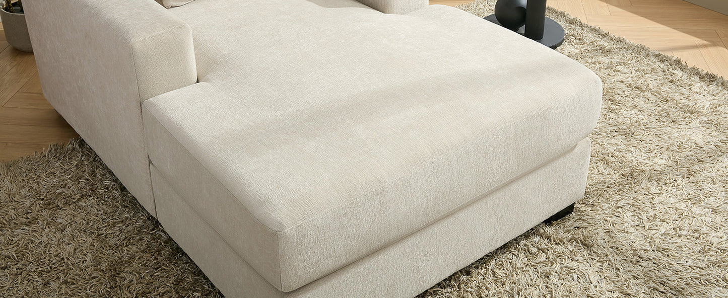 Oversized Chaise Lounge with Pillows, Charge Station & Cup Holders