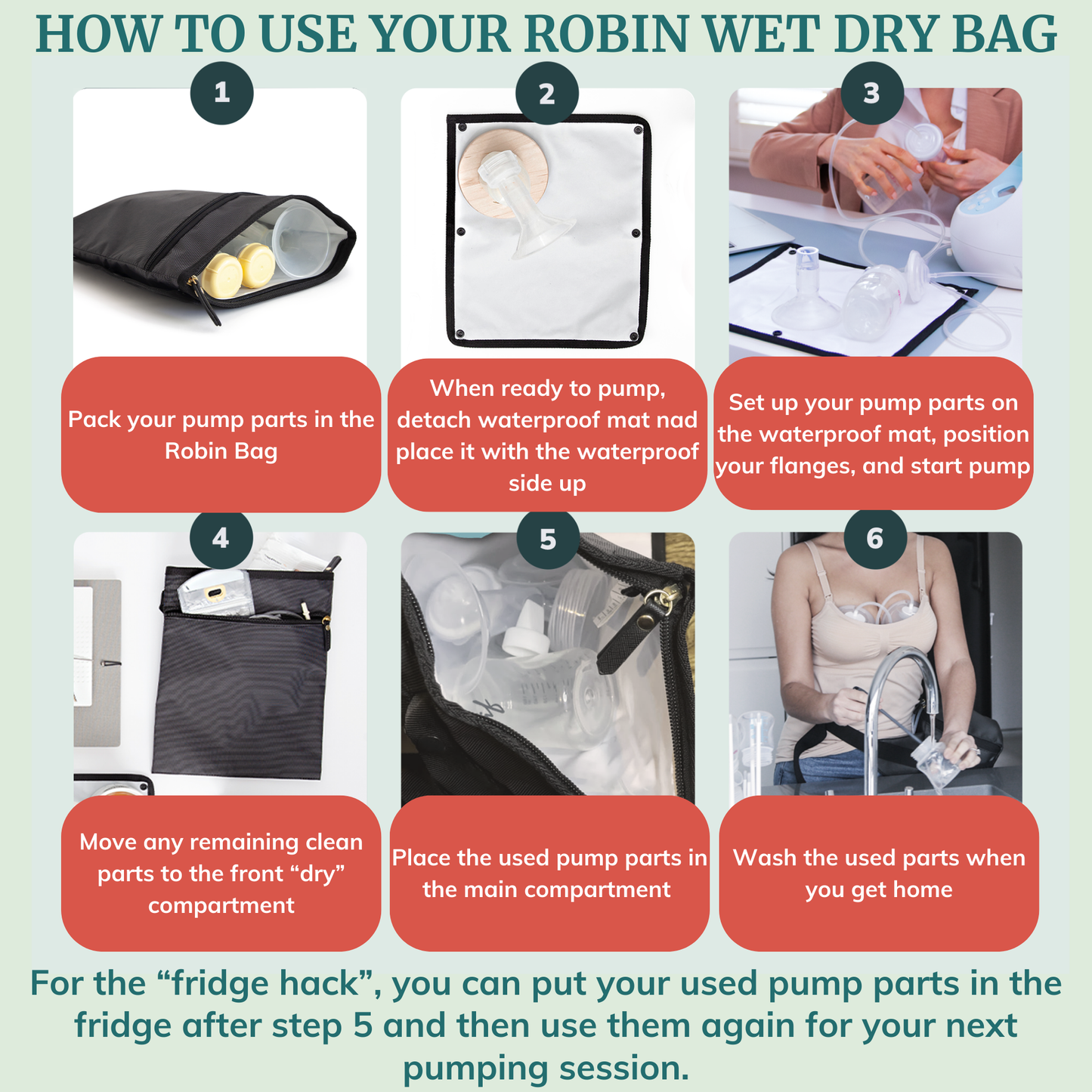 Wet Dry Bag for Breast Pump Parts
