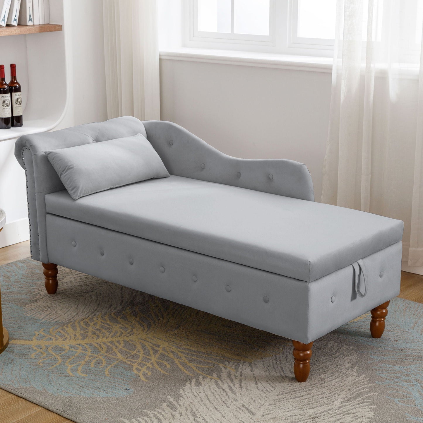 Chaise Lounge With Storage & Pillow