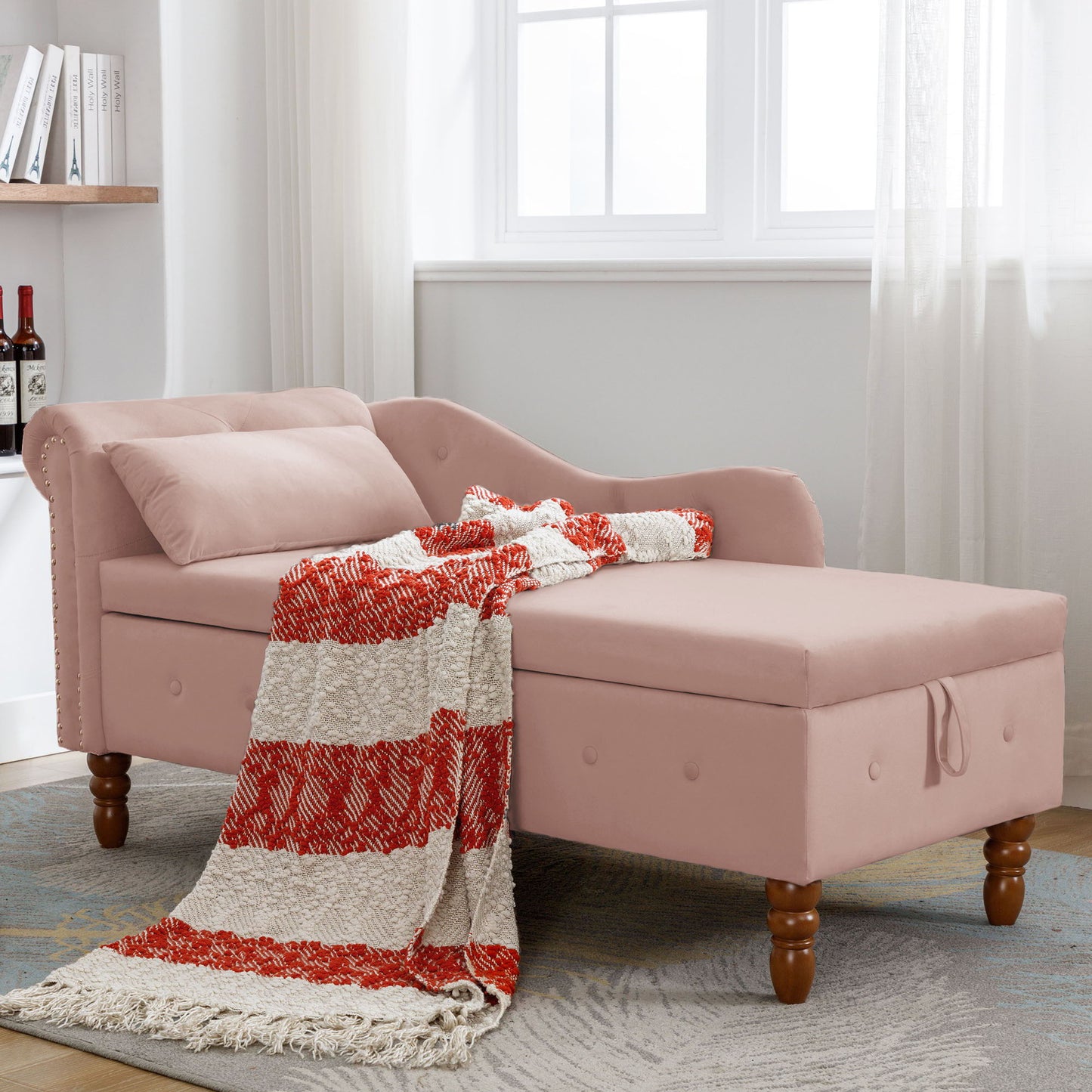 Chaise Lounge With Storage & Pillow