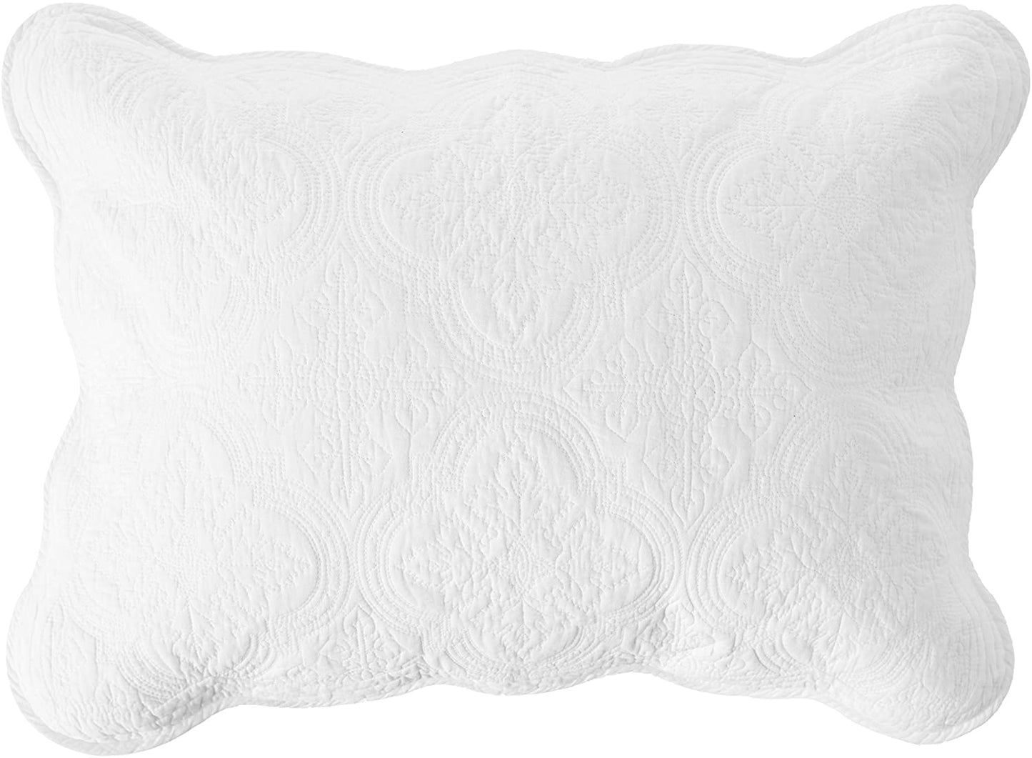 Serenity White Victorian Scalloped Reversible Quilt Bedding Set