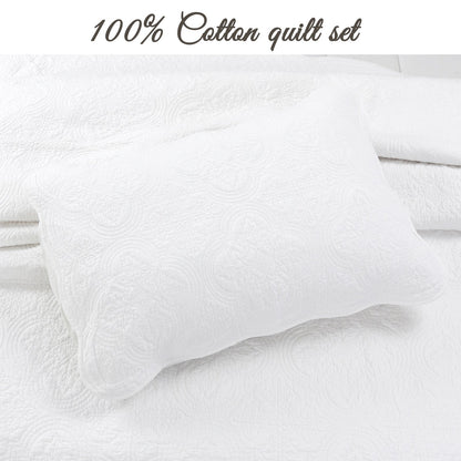 Serenity White Victorian Scalloped Reversible Quilt Bedding Set