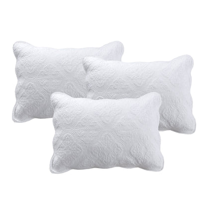 Serenity White Victorian Scalloped Reversible Quilt Bedding Set
