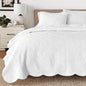 Serenity White Victorian Scalloped Reversible Quilt Bedding Set