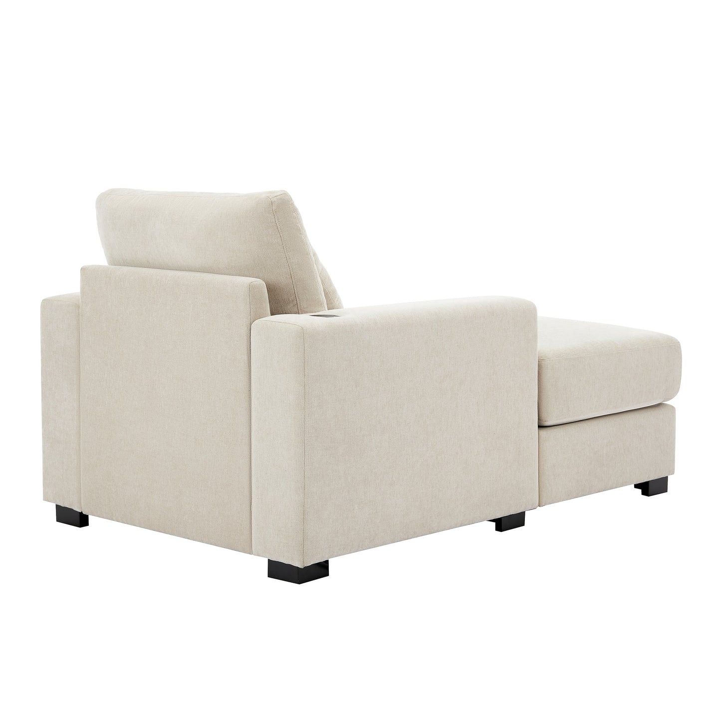 Oversized Chaise Lounge with Pillows, Charge Station & Cup Holders