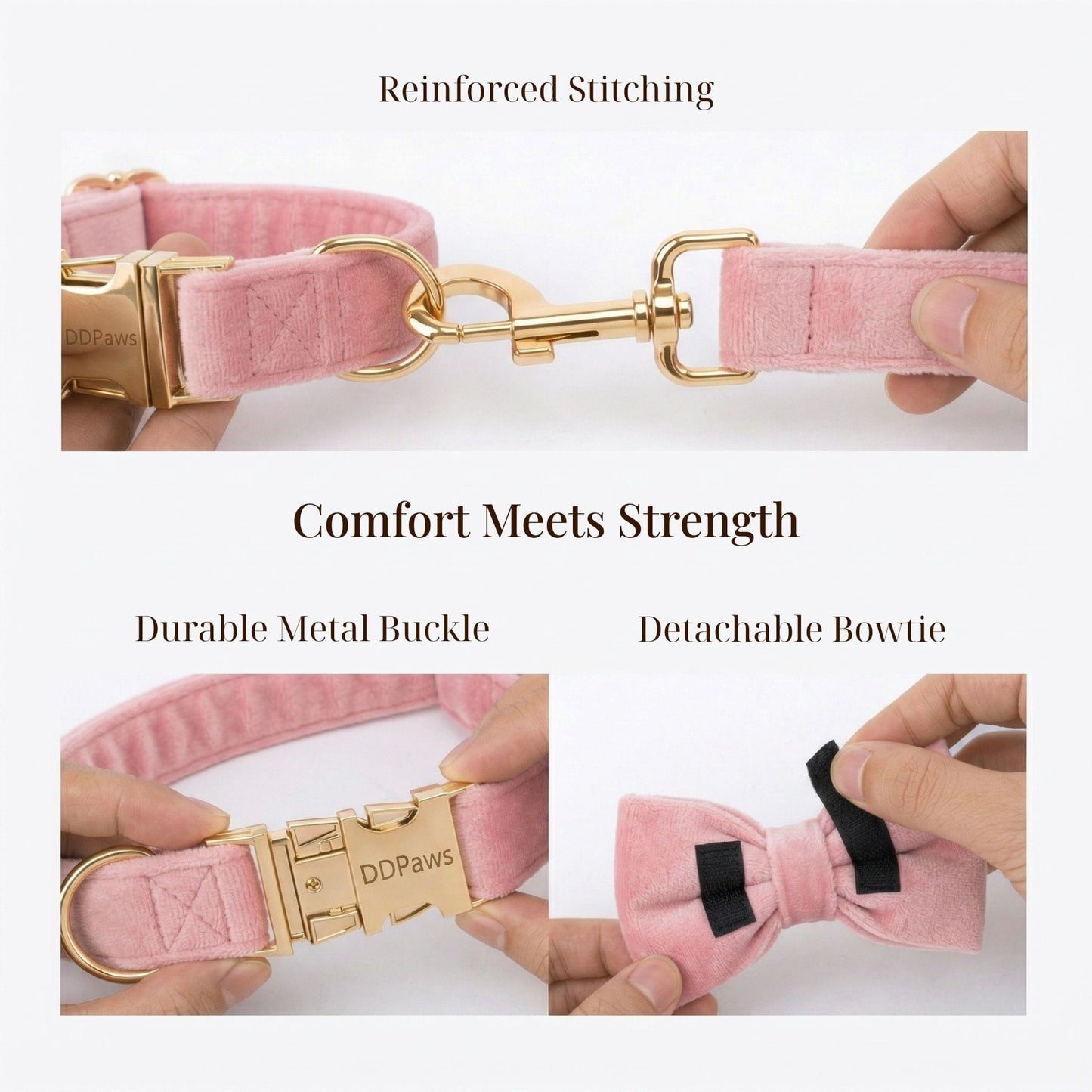 Pink Velvet Dog Harness Set