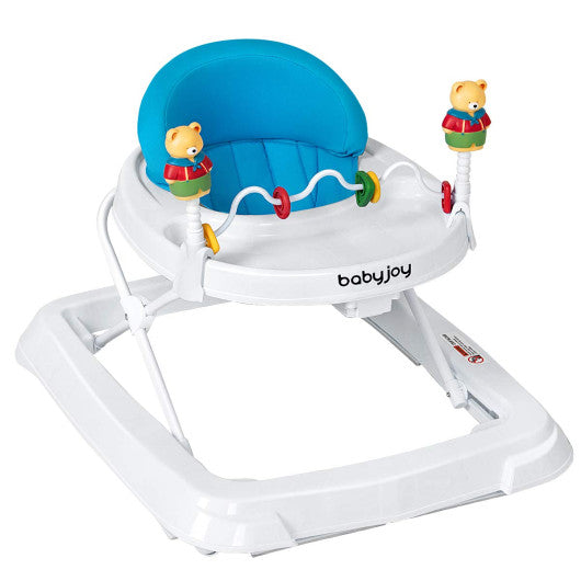 Adjustable Height Folding Portable Baby Walker - Blue