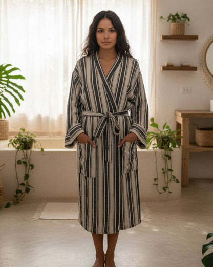 Cotton Linen Blend Kimono Unisex Bathrobe