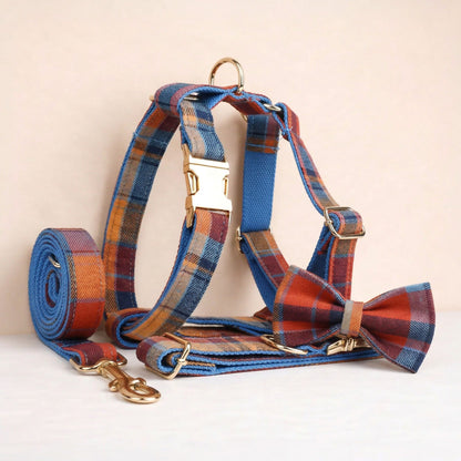 Midnight Copper Plaid Dog Harness Set