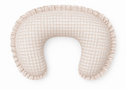 Ruffle Nursing Pillow Cover - Beige Gingham