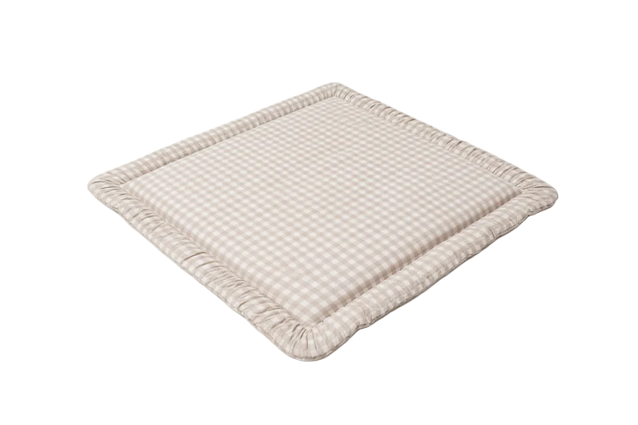 Padded Baby Play Mat - Beige Gingham