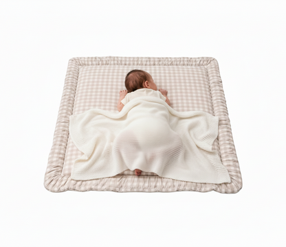 Padded Baby Play Mat - Beige Gingham