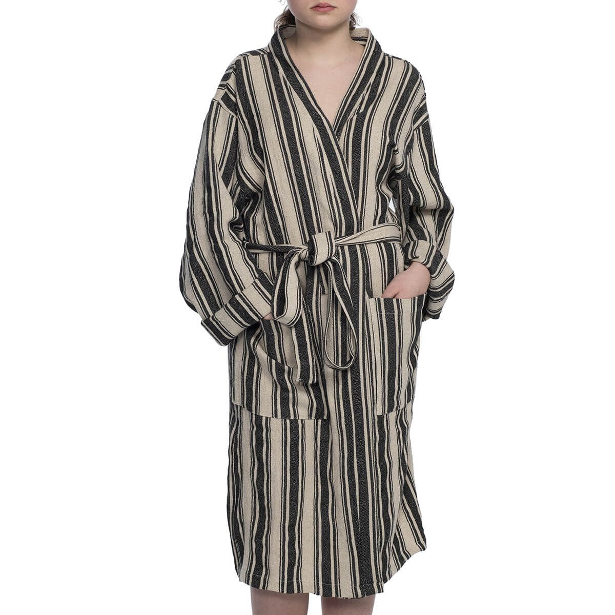 Cotton Linen Blend Kimono Unisex Bathrobe
