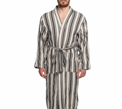 Cotton Linen Blend Kimono Unisex Bathrobe