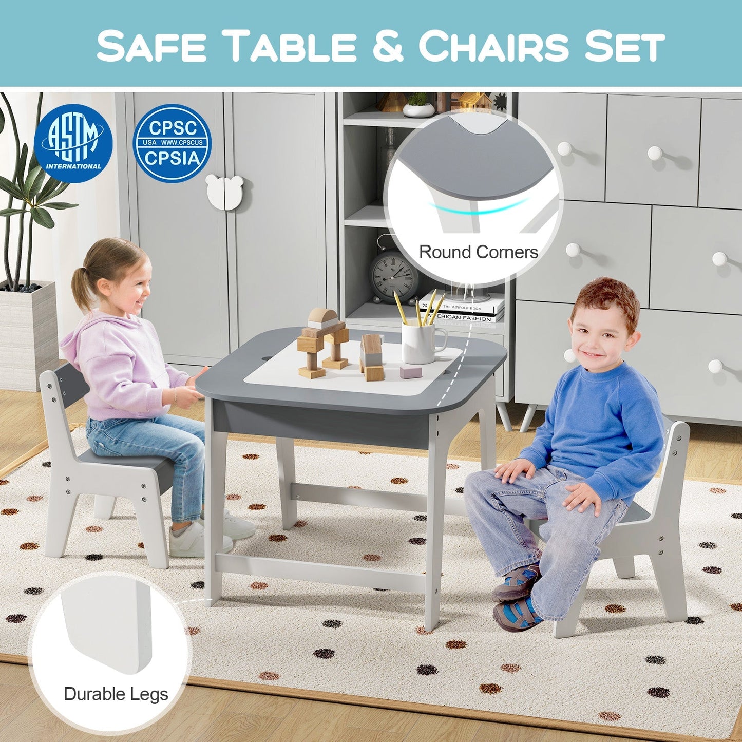 Kid's Table and Chairs Set