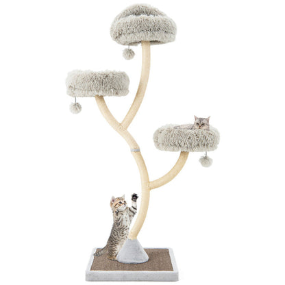 Tall Metal Cat Tower with Three Plush Perches - 70"