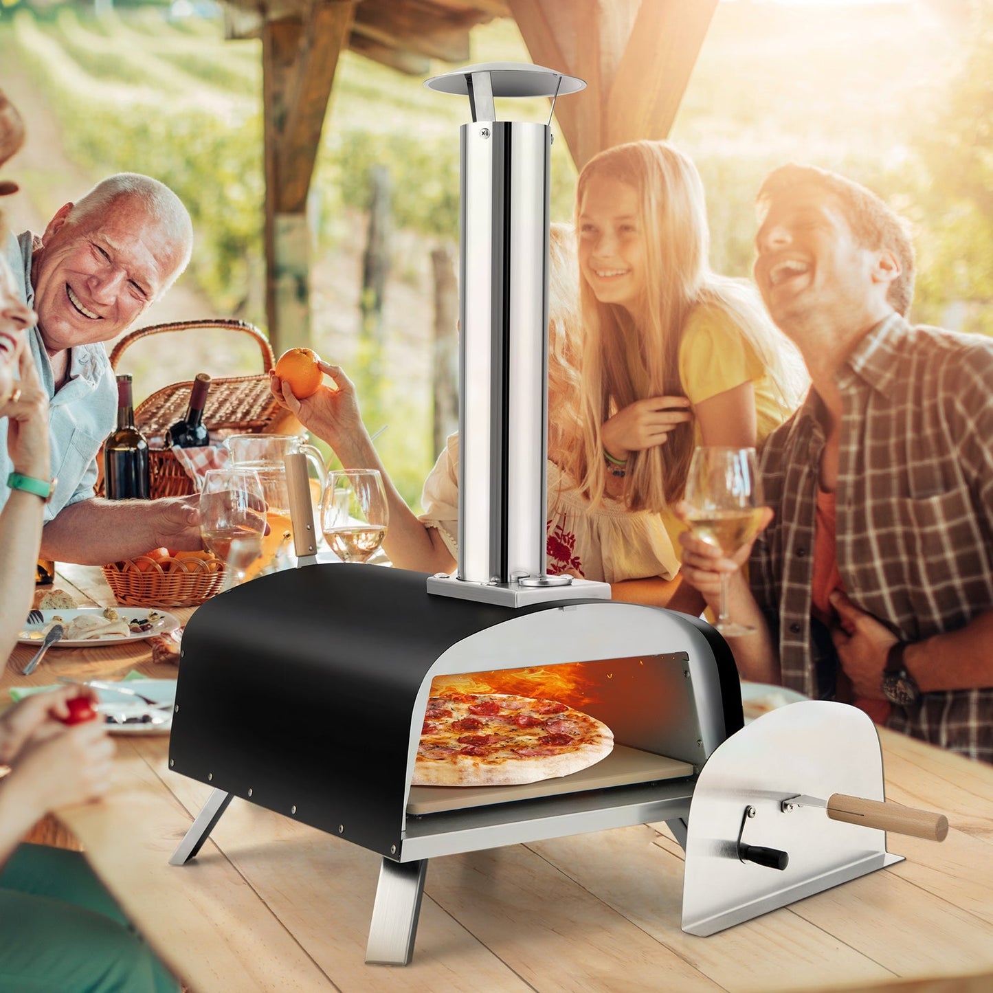 Portable Multi-Fuel Pizza Oven with Pizza Stone & Pizza Peel
