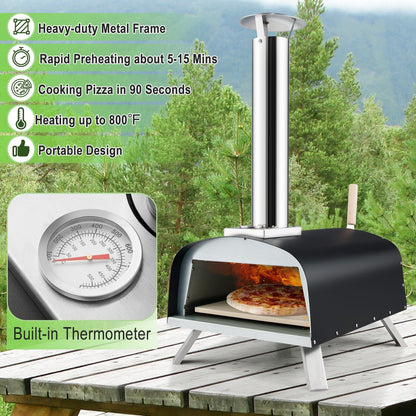 Portable Multi-Fuel Pizza Oven with Pizza Stone & Pizza Peel