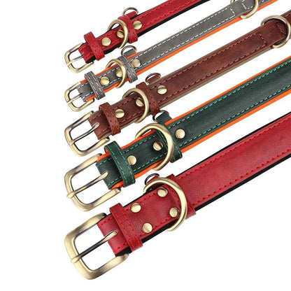 Personalized Leather Dog Collar with Custom Engraved ID Tag
