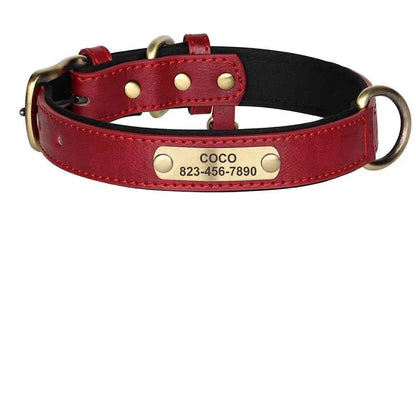 Personalized Leather Dog Collar with Custom Engraved ID Tag