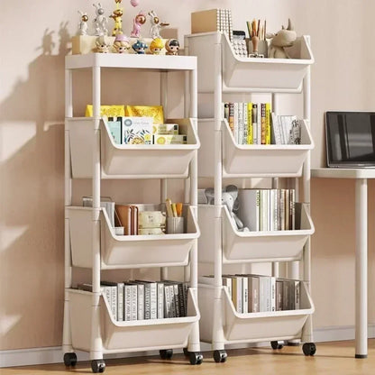 Plastic Storage Shelf Unit with Wheels