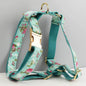 Blue Blossom Floral Dog Harness Set