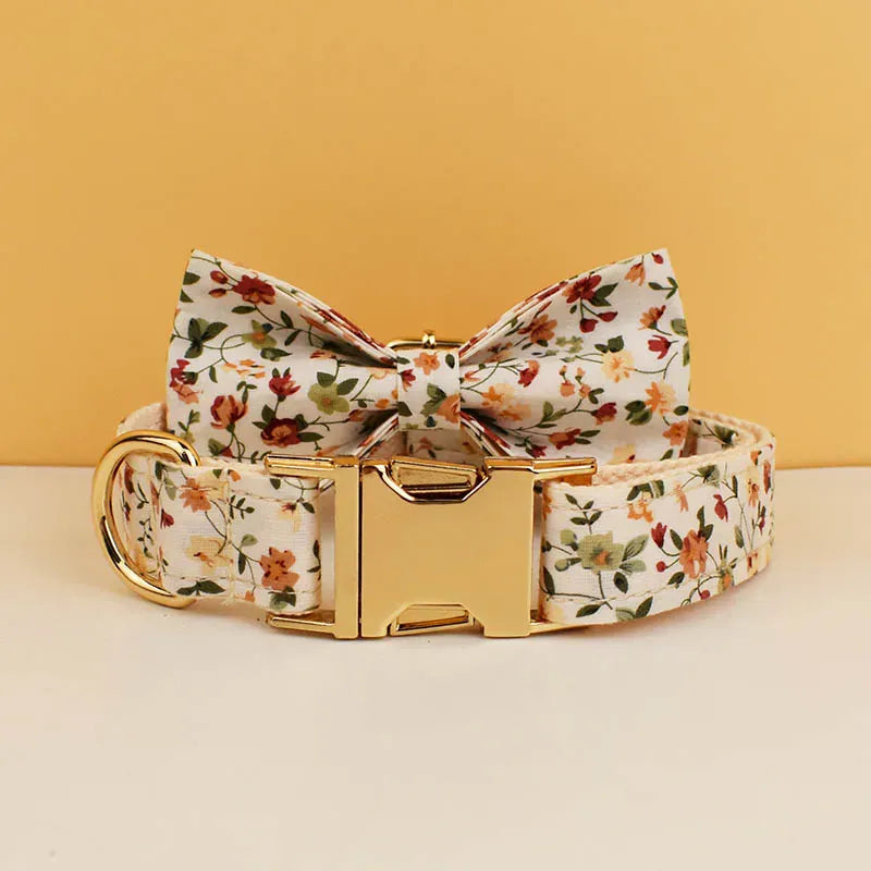 Soft Ivory Blossom Floral Dog Harness Set