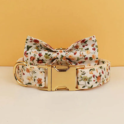 Soft Ivory Blossom Floral Dog Harness Set