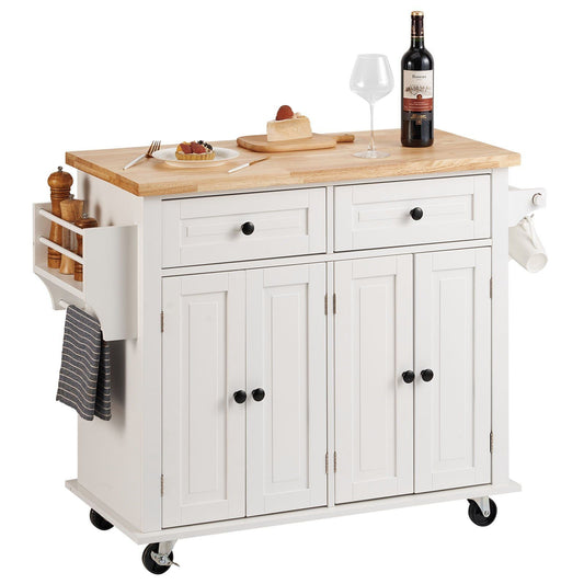 Island Cart with Solid Wood Top, 35.4" Width