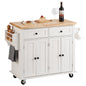 Island Cart with Solid Wood Top, 35.4" Width