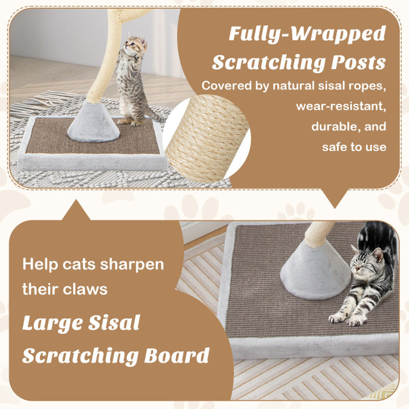 Tall Metal Cat Tower with Three Plush Perches - 70"
