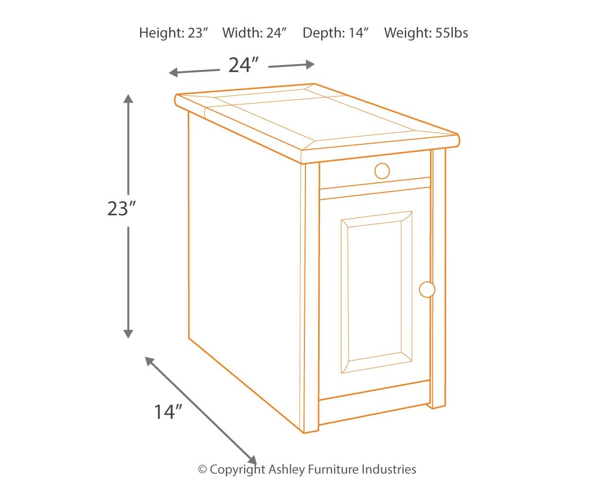 Chair Side End Table - Grayish Brown / Black