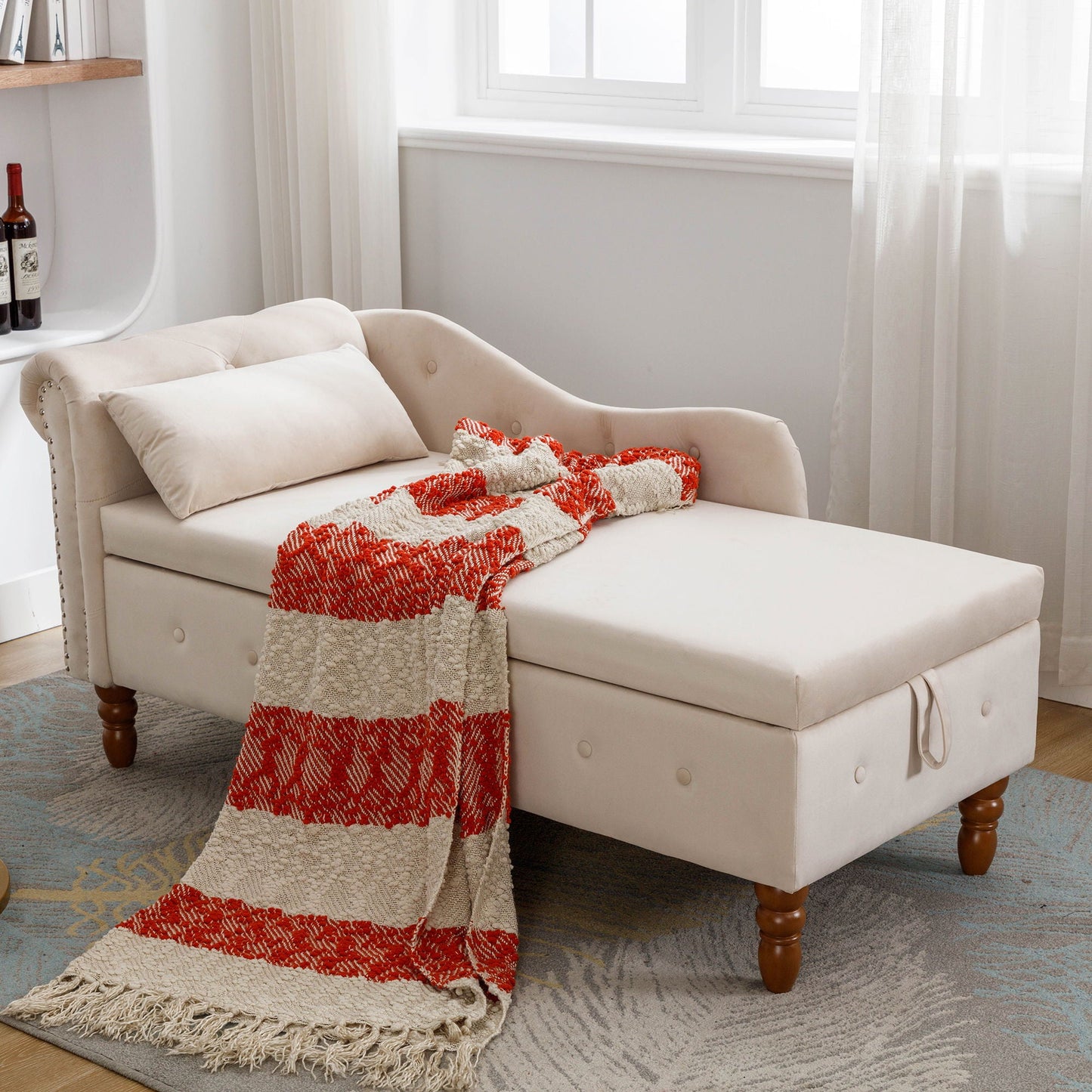 Chaise Lounge With Storage & Pillow