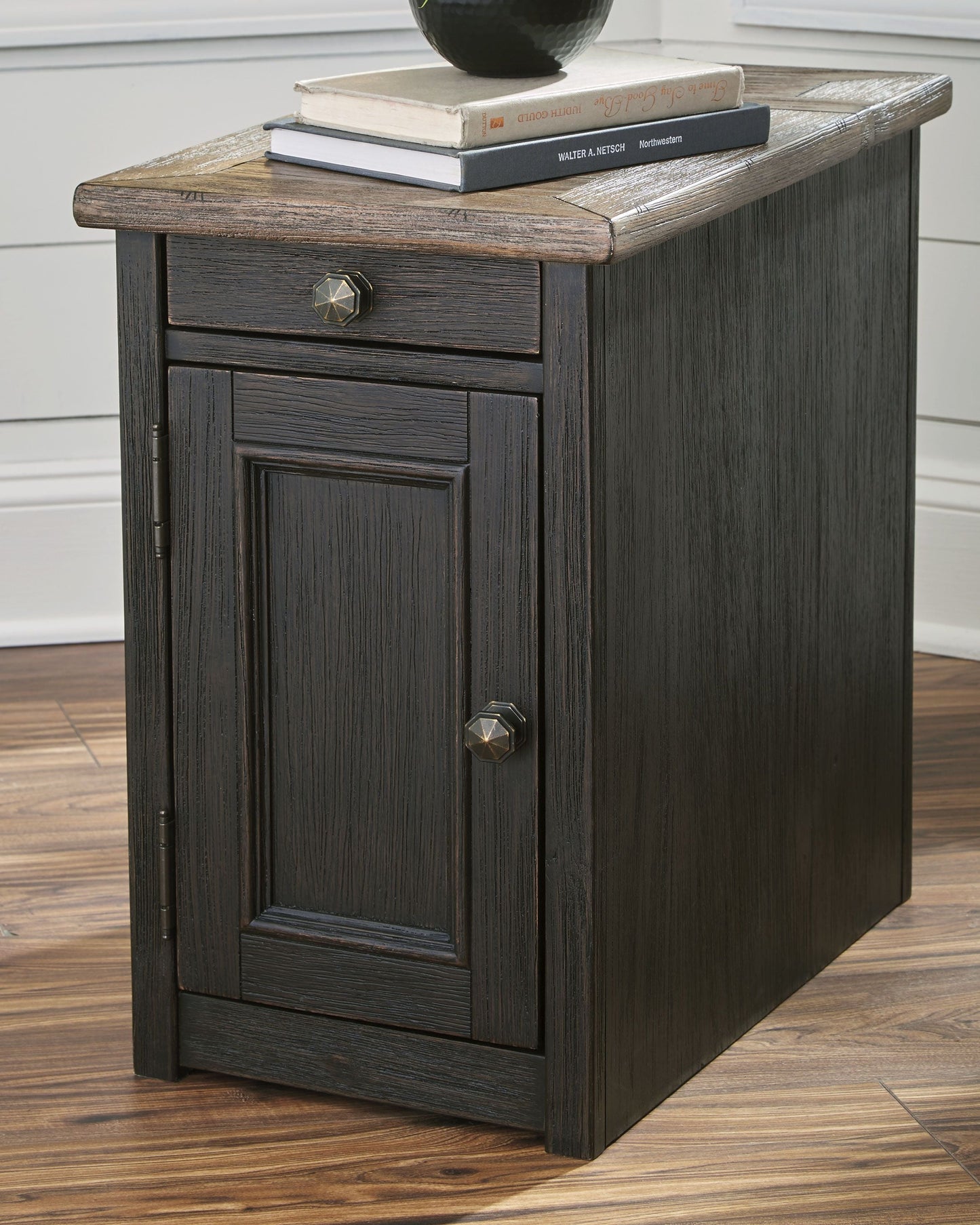 Chair Side End Table - Grayish Brown / Black