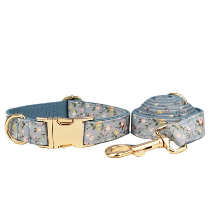 Dusty Blue Floral Dog Harness Set