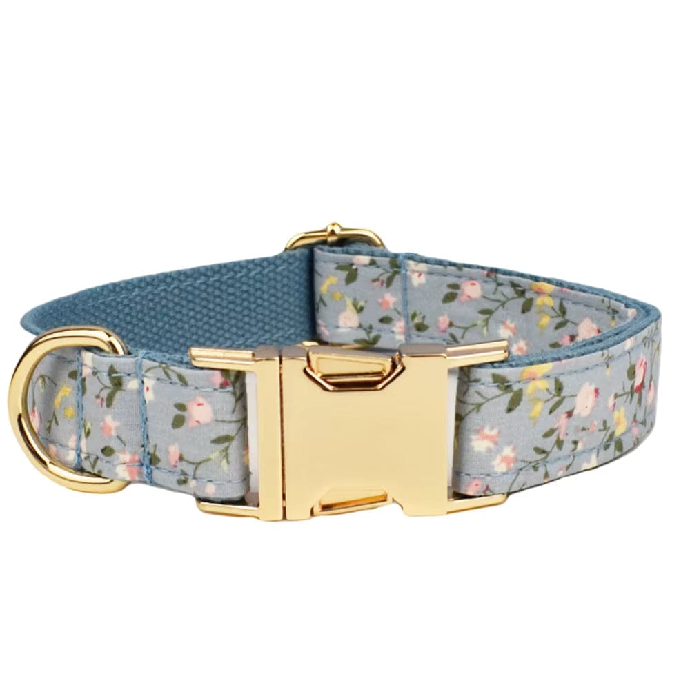 Dusty Blue Floral Dog Harness Set