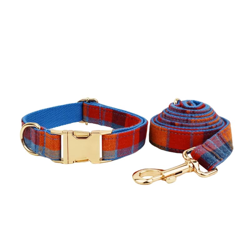 Midnight Copper Plaid Dog Harness Set