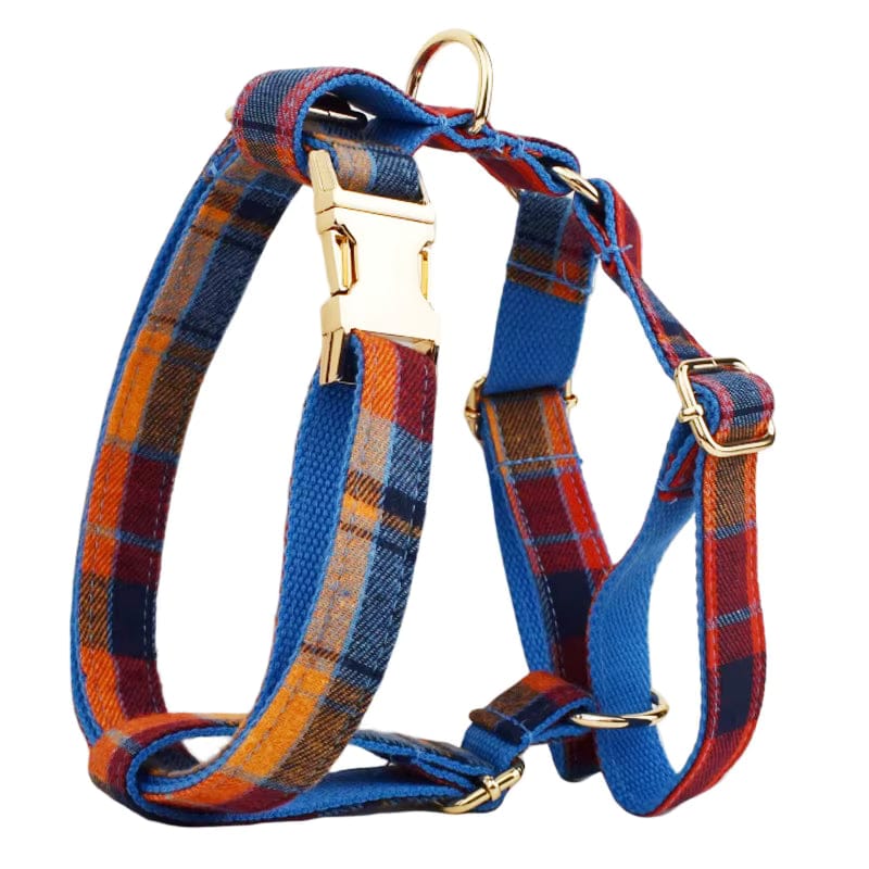 Midnight Copper Plaid Dog Harness Set