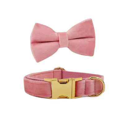 Pink Velvet Dog Harness Set