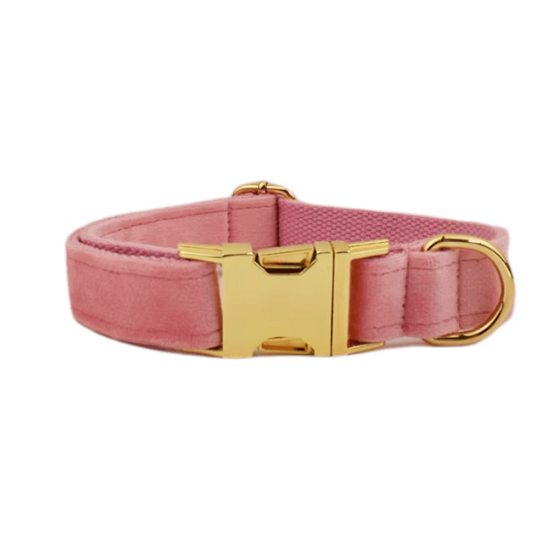 Pink Velvet Dog Harness Set