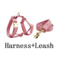 Pink Velvet Dog Harness Set