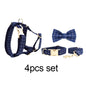 Plaid Dark Blue Dog Harness Set