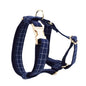 Plaid Dark Blue Dog Harness Set