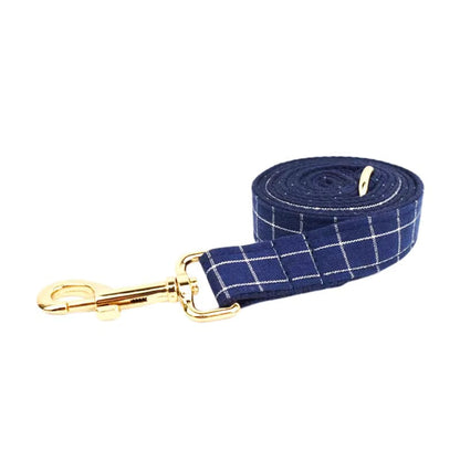 Plaid Dark Blue Dog Harness Set