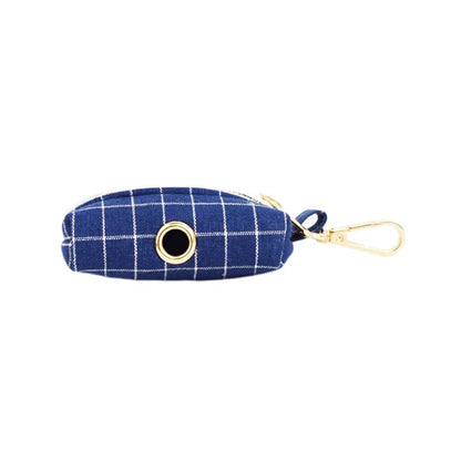 Plaid Dark Blue Dog Harness Set