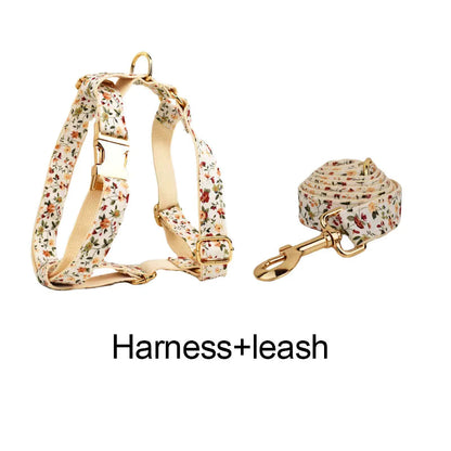 Soft Ivory Blossom Floral Dog Harness Set