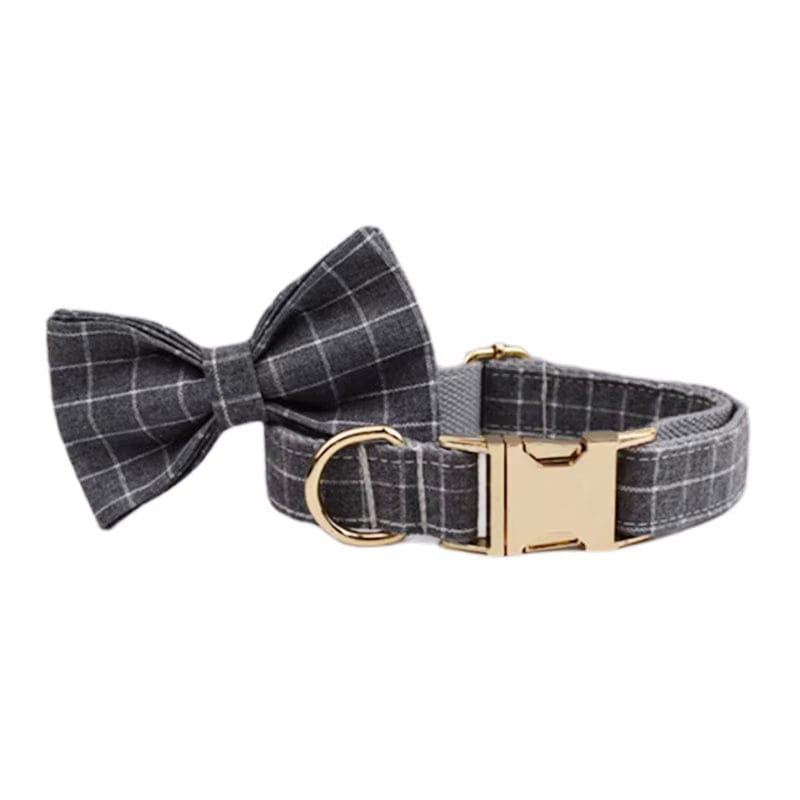 Gray Plaid Dog Harness Set