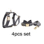 Gray Plaid Dog Harness Set