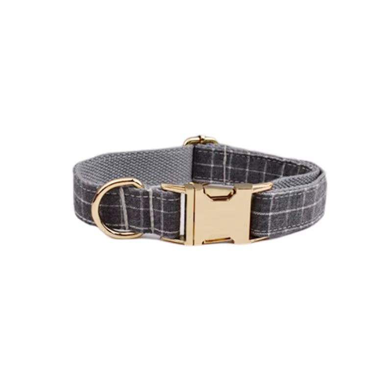 Gray Plaid Dog Harness Set