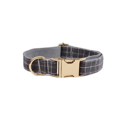 Gray Plaid Dog Harness Set